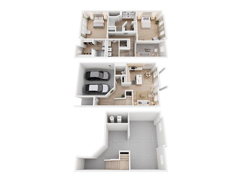 Floor plan for 2 beds, 2.5 baths, 2030 sqft
